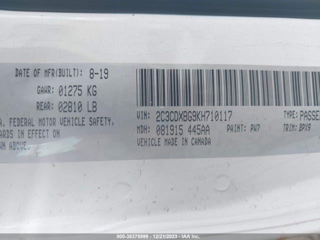 Dodge Charger Sxt Rwd 2019 2C3CDXBG9KH710117 Image 9