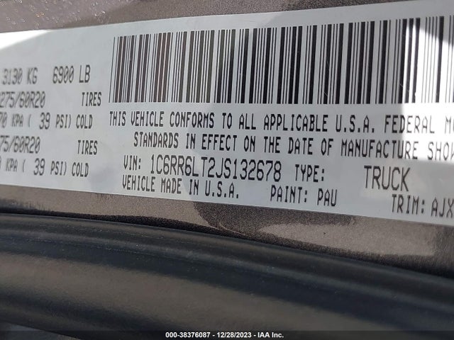 1C6RR6LT2JS132678 RAM 1500 Lone Star Silver  4x2 5'7 Box