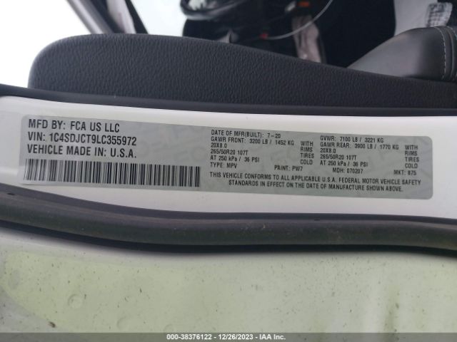 1C4SDJCT9LC355972 Dodge Durango R/t Awd