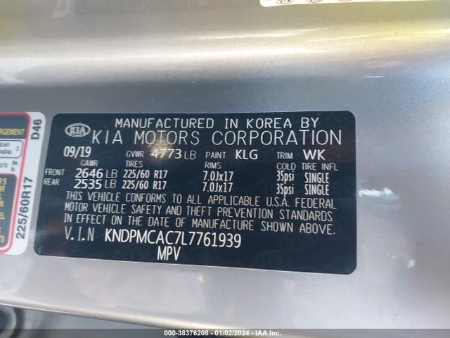 KIA Sportage Lx 2020 KNDPMCAC7L7761939 Image 9