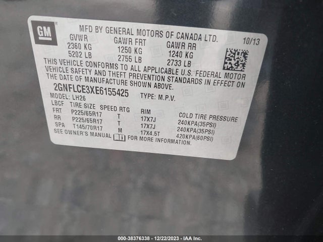 Chevrolet Equinox 2lt 2014 2GNFLCE3XE6155425 Image 9