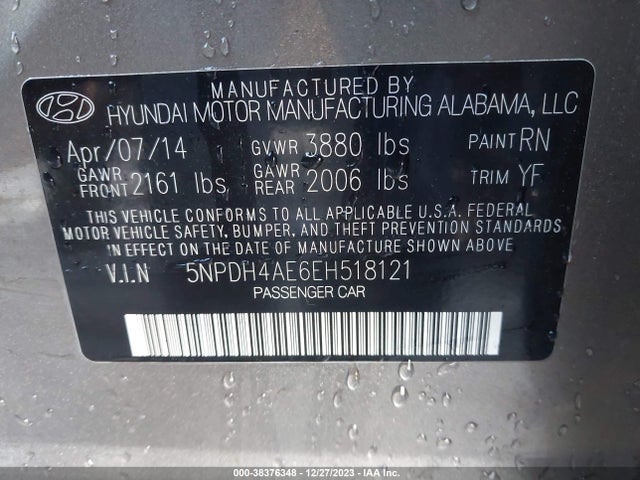Hyundai ELANTRA SE 2014 5NPDH4AE6EH518121 Image 9
