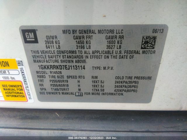 1GKKRRKD7EJ113114 GMC Acadia Slt-1
