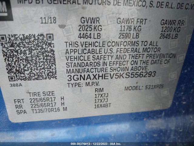 Chevrolet EQUINOX LS 2019 3GNAXHEV5KS556293 Image 9