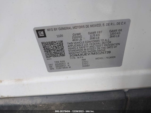 Chevrolet Equinox Awd Lt 2021 3GNAXUEV7MS125739 Image 9