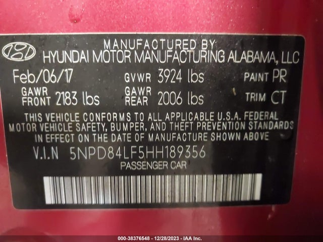 Hyundai Elantra Value Edition 2017 5NPD84LF5HH189356 Image 9