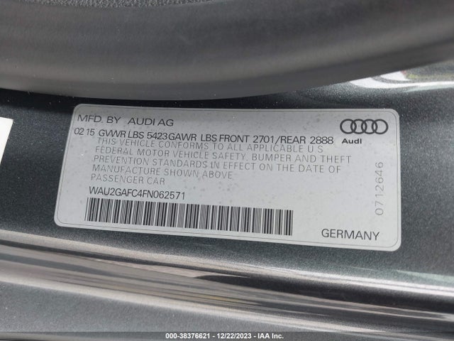Aukcja sprzedaży 2015 Audi A7 3.0t Premium Plus, vin: WAU2GAFC4FN062571, numer aukcji: 38376621