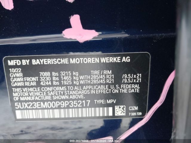 5UX23EM00P9P35217 BMW X7 Xdrive40i