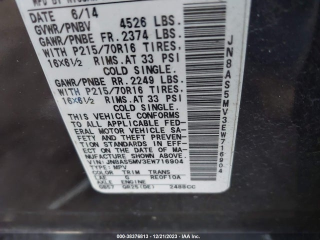 Nissan Rogue Select S 2014 JN8AS5MV3EW716904 Image 9