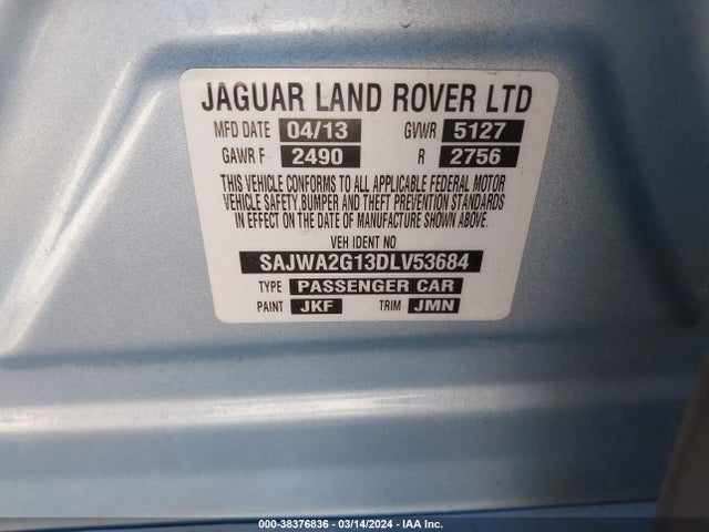 2013 JAGUAR XJ SAJWA2G13DLV53684 Photo 8
