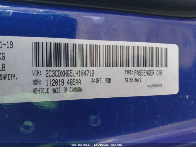 2C3CDXHG5LH104712 Dodge Charger Gt Rwd