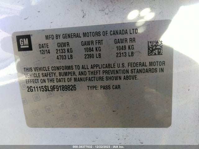 Chevrolet IMPALA 1LT 2015 2G1115SL9F9189826 Image 9