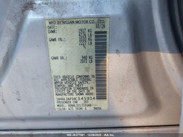 2017 NISSAN ALTIMA 2.5 SV VIN: 1N4AL3AP1HC145914