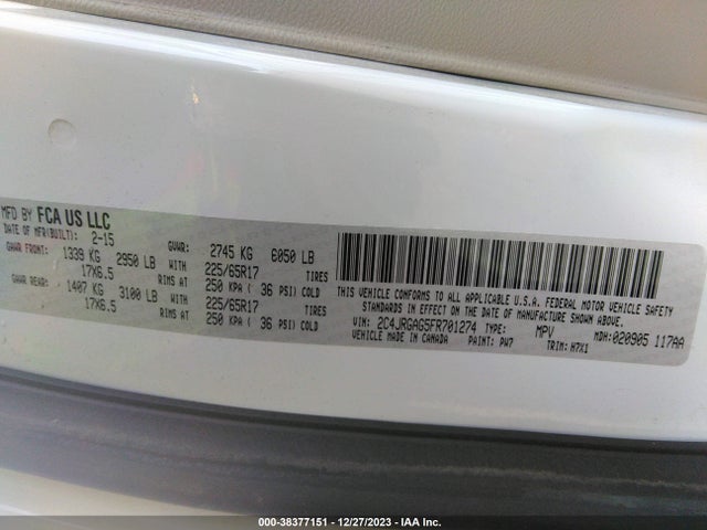 2C4JRGAG5FR701274 RAM Cargo Tradesman