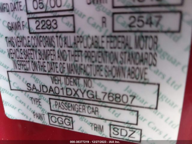 2000 JAGUAR S-TYPE SAJDA01DXYGL76807 Photo 8