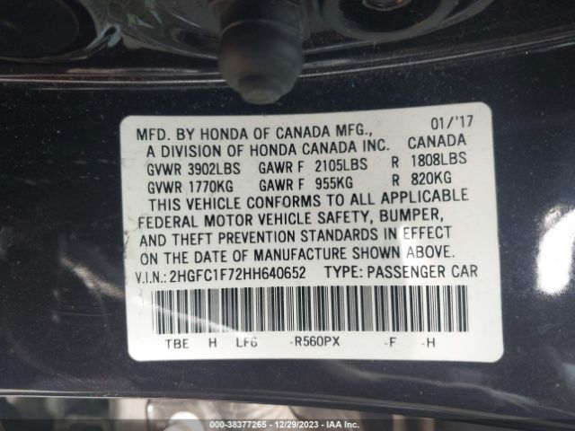 2HGFC1F72HH640652 Honda Civic Ex-l