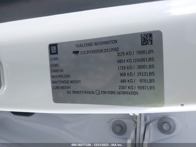 Chevrolet Silverado 1500 Lt 2019 1GCRYDED0KZ412582 Image 9