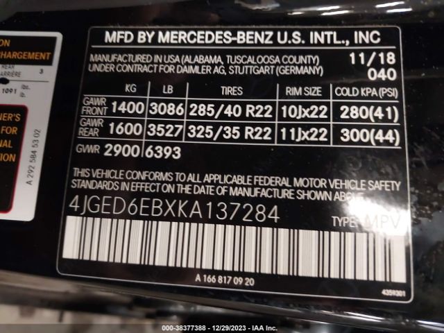 4JGED6EBXKA137284 Mercedes-Benz Amg Gle 43 Coupe 4matic