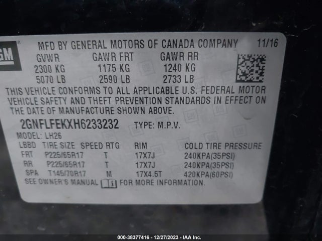 Chevrolet EQUINOX LT 2017 2GNFLFEKXH6233232 Image 9