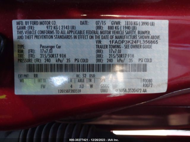 1FADP3K24FL356865 Ford FOCUS SE