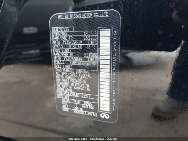 3PCAJ5BA4PF121971 Infiniti Qx50 Luxe