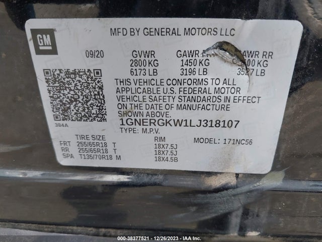 Chevrolet Traverse Fwd Lt Cloth 2020 1GNERGKW1LJ318107 Image 9