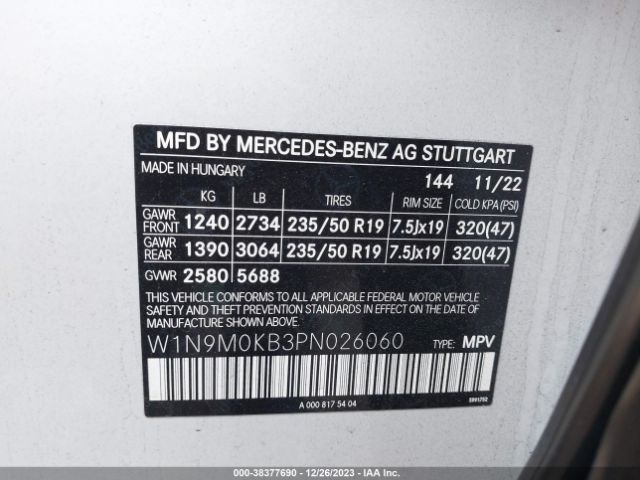 W1N9M0KB3PN026060 Mercedes-Benz Eqb 300 Suv 4matic