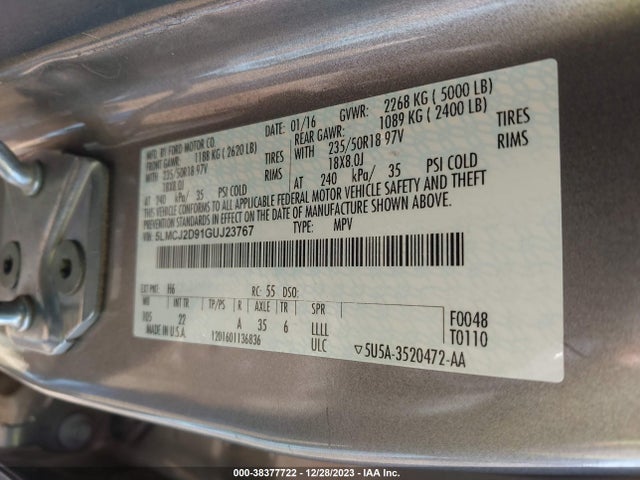 Lincoln MKC SELECT 2016 5LMCJ2D91GUJ23767 Image 9