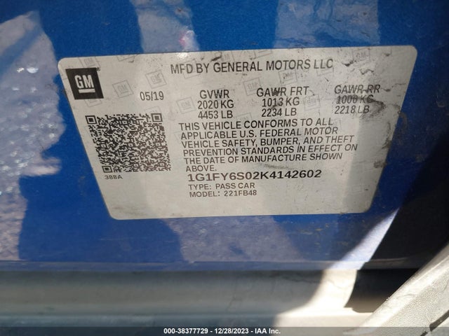 Chevrolet BOLT EV LT 2019 1G1FY6S02K4142602 Image 9