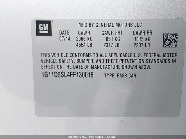 Chevrolet MALIBU 2LT 2015 1G11D5SL4FF130018 Image 9