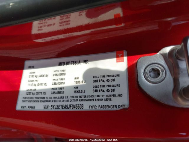 5YJ3E1EA9JF045608 Tesla Model 3 Long Range/mid Range