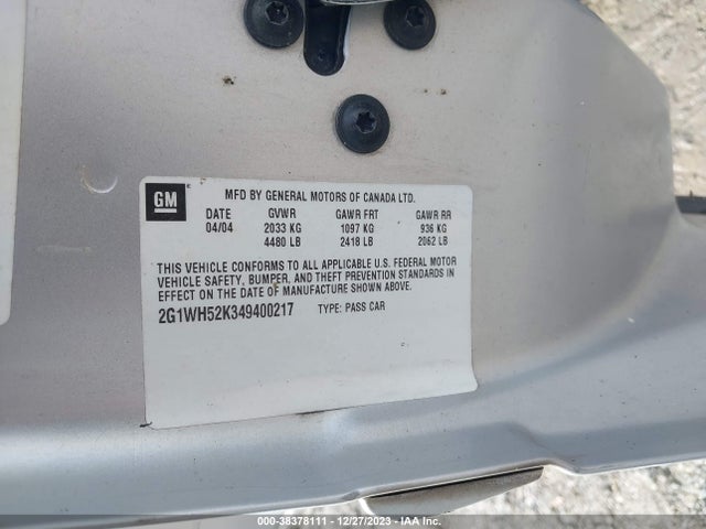 2004 CHEVROLET IMPALA LS VIN: 2G1WH52K349400217
