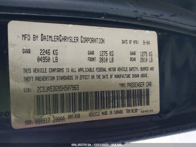 2005 CHRYSLER 300 TOURING VIN: 2C3JA53G95H507963