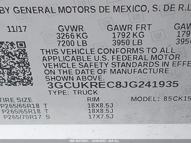 Chevrolet Silverado 1500 2lt 2018 3GCUKREC8JG241935 Image 9