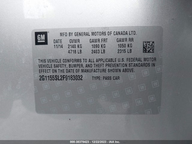 Chevrolet Impala 1lz 2015 2G1155SL2F9183032 Image 9