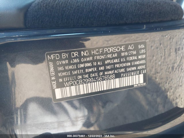 2004 PORSCHE 911 WP0CB29994S676588 Photo 8