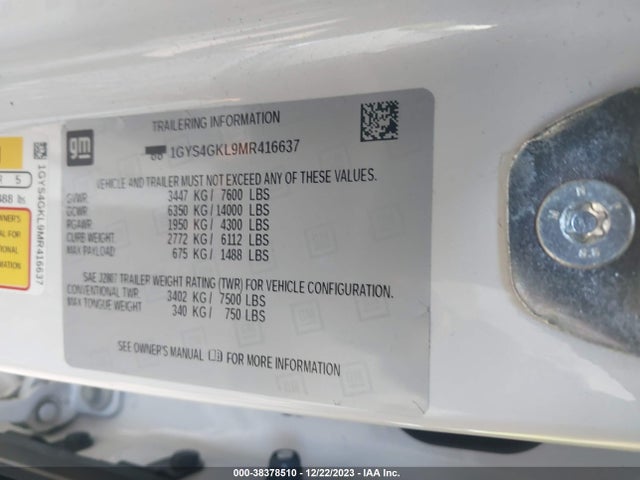 1GYS4GKL9MR416637 Cadillac Escalade 4wd Sport Platinum