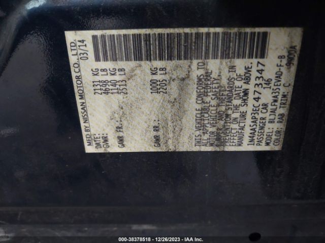 1N4AA5AP3EC473347 Nissan Maxima 3.5 Sv