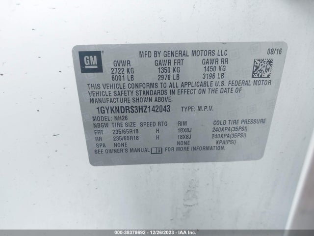 Cadillac XT5 LUXURY 2017 1GYKNDRS3HZ142043 Image 9