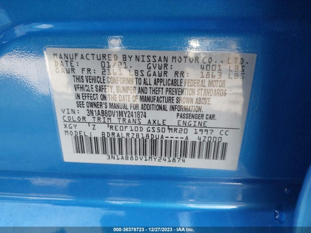 Nissan Sentra Sr Xtronic Cvt 2021 3N1AB8DV1MY241874 Image 9