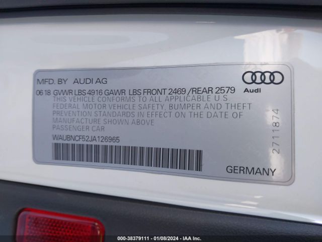WAUBNCF52JA126965 Audi A5 2.0t Premium