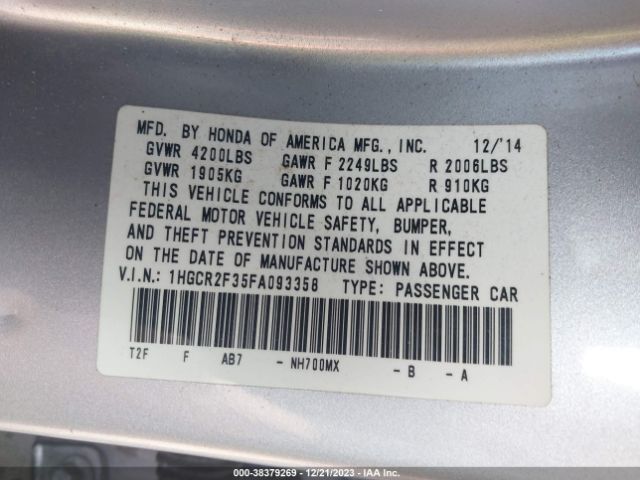 1HGCR2F35FA093358 Honda ACCORD LX