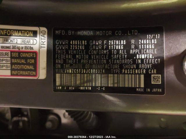JHMZC5F30JC005324 Honda Clarity Plug-in Hybrid Touring