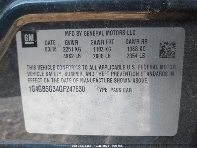 1G4GB5G34GF247630 Buick Lacrosse Leather