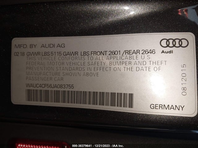 WAUC4CF56JA083755 Audi S5 3.0t Premium Plus