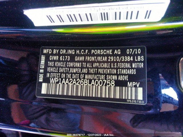 2011 PORSCHE CAYENNE WP1AA2A26BLA00758 Photo 8