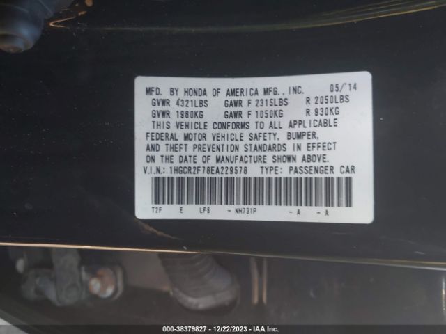 1HGCR2F78EA229578 Honda ACCORD EX