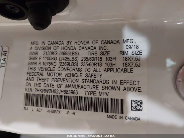 Honda CR-V EX 2018 2HKRW2H52JH683986 Image 9