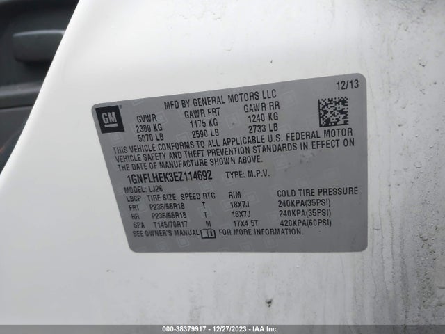 Chevrolet Equinox Ltz 2014 1GNFLHEK3EZ114692 Image 9