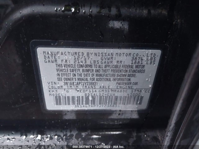 Nissan SENTRA SV 2018 3N1AB7AP7JY238831 Image 9
